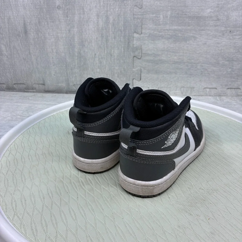 Nike Air Jordan 1 Mid Shoes Kids Size 13C Black White Gray Sneakers DQ8424-001